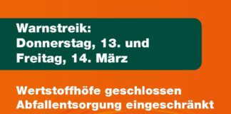 aha informiert: Wertstoffhöfe geschlossen und eingeschränkte Abfallentsorgung während des Warnstreiks (13.03.-15.03.2025)