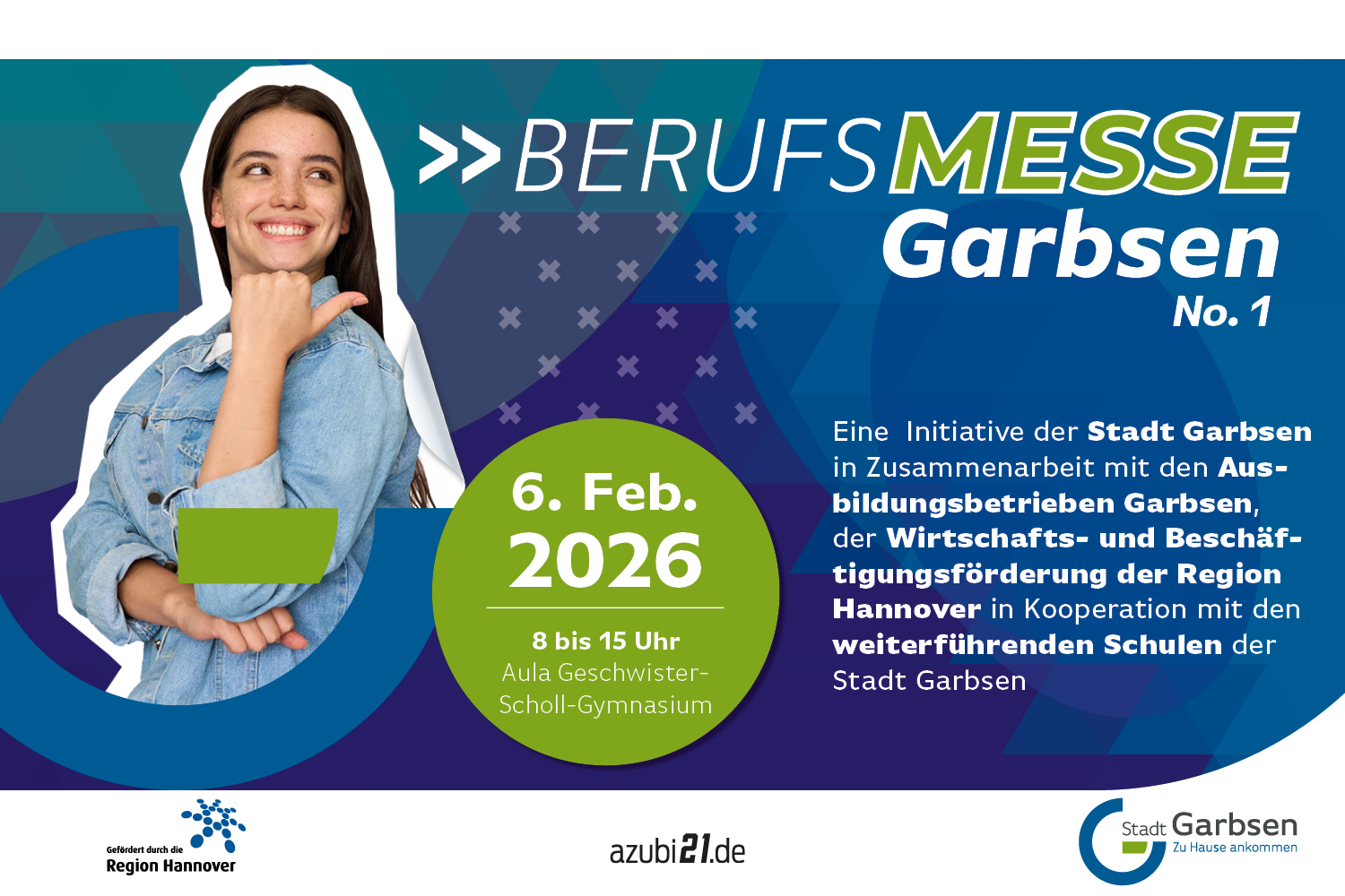 Jetzt anmelden für Berufsmesse Garbsen am 6. Februar 2025. Ausbildungsbetriebe können sich präsentieren und Nachwuchs gewinnen