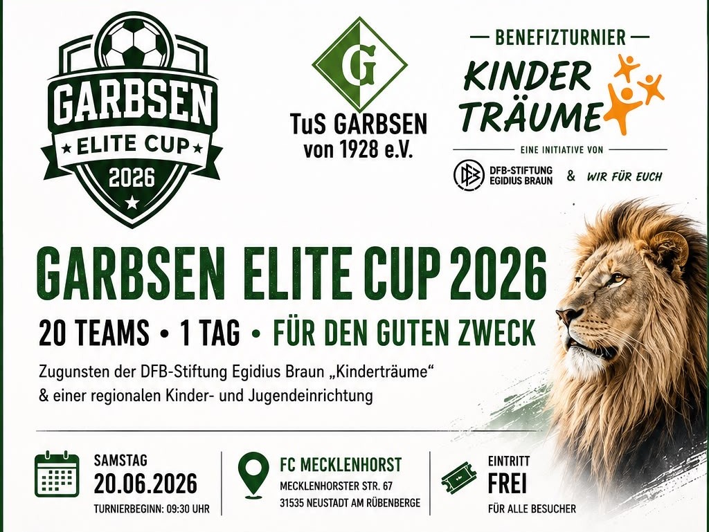 Benefizturnier für Kinderträume in Mecklenhorst: Beim Garbsen Elite Cup 2026 spielen 20 Teams für Kinder- und Jugendprojekte