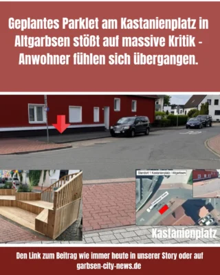 Die geplante Einrichtung eines sogenannten „Parklets“ am Kastanienplatz in Altgarbsen sorgt für deutliche Kritik und Unverständnis bei zahlreichen Anwohnern und Besuchern des Bereichs. Nachdem der Ortsrat Garbsen die Beschlussvorlage am Dienstagabend mit sechs Ja-Stimmen bei drei Gegenstimmen angenommen hatte, stand bei GCN nach eigenen Angaben das Telefon kaum noch still. Wie ist Eure Meinung zum Thema? #parklet #altgarbsen #kastanienplatz #garbsen #garbsencitynews
